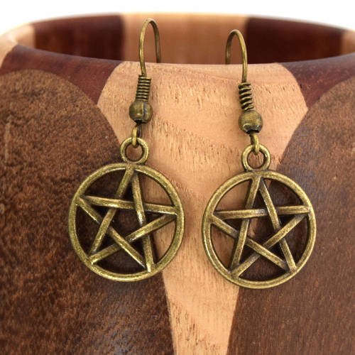 étoile à 5 branches Boucles d/'oreilles argentées pentagramme ou pentacle