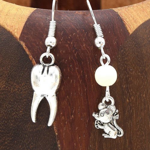 Boucles d'oreille petite souris et sa dent, clips boucles oreilles passage de la petite souris