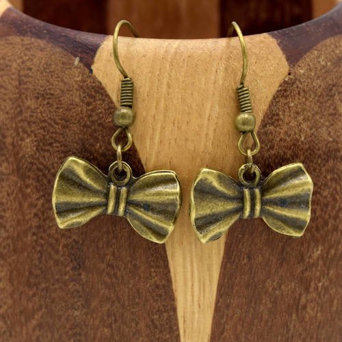 Boucles d'oreilles noeud bronze antique, bijoux noeud papillon en bronze 