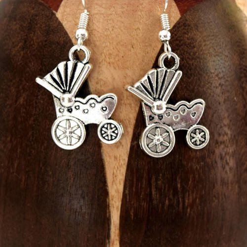 Boucles d'oreilles landau argent vieilli, clips petit  landau  argent vieilli 
