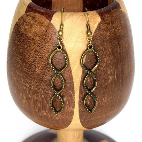 Boucles d'oreilles de vie en  bronze, boucles d'oreille adn bronze pu l'infini 