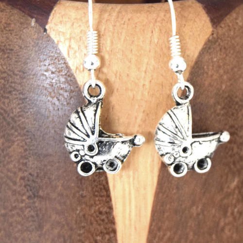 Boucles d'oreilles poucette argent vieilli, clips petite poucette vintage argent vieilli 