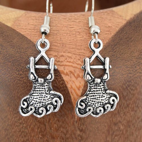 Boucles d'oreilles robe dressing argenté, clips robes d'été argentés 