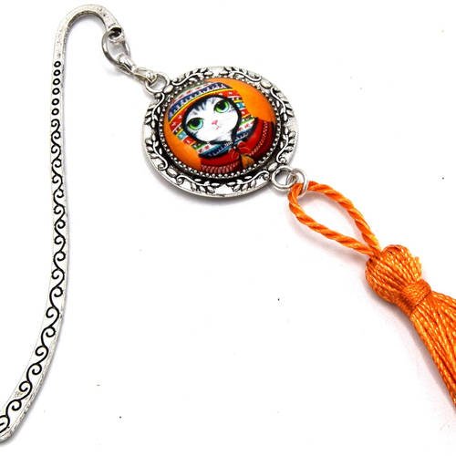 Marque-pages chat matriochka , signet de livre cabochon, bookmarks gift, marque page pour livre, marque-page étudiant, bijoux de livre