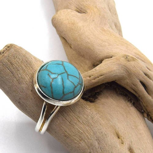 Bague turquoise argenté ajustable