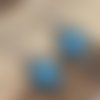Boucles d'oreille pendentif cabochon turquoise,  earrings with cabochon round turquoise and antique silver pendant
