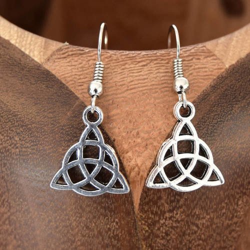 Boucles d'oreilles triquetra argent vieilli, clips  triquetra  argent vieilli 