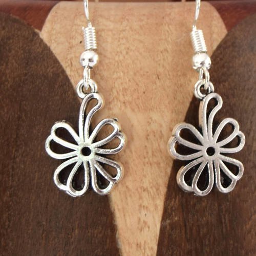 Boucles d'oreilles petites fleurs, clips petites fleurs argentés