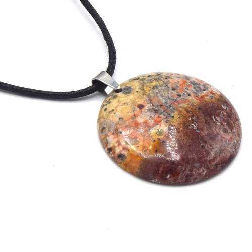 Collier pendentif pierre d'agate, bijoux reiki chakra, pendentif collier cordon noire, pierre d'agate grande