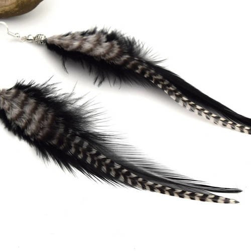 Boucles d'oreilles plumes amarok - ethnic feather - bijoux ethniques - bijoux indiens - boho -
