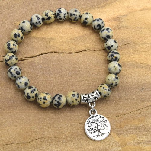 Bracelet jaspe obsidienne gold , pierres précieuses perles de 8mm, arbre de vie pendant taille unique femme/homme méditation mala