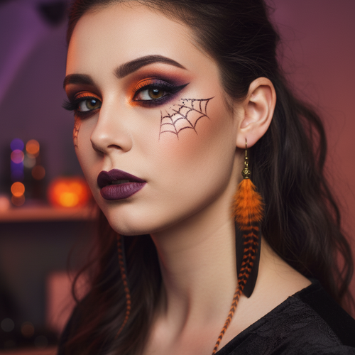 Ethnicfeather - boucles d'oreilles plumes kanda noires et orange