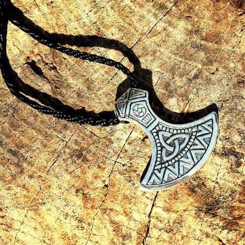 Collier homme celtique odin viking   en métal argenté