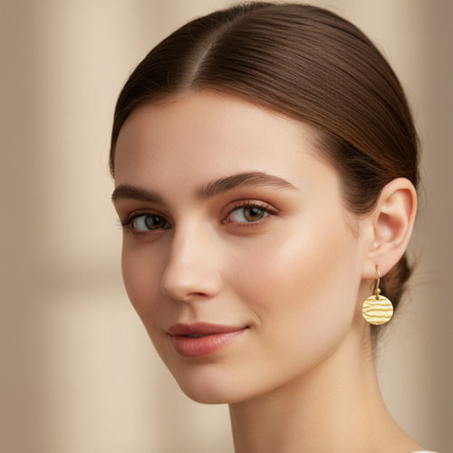 Boucles d'oreilles disque martelé doré