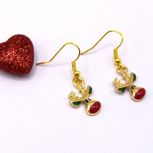 Boucles d'oreilles rnne de noel, cadeau  noel