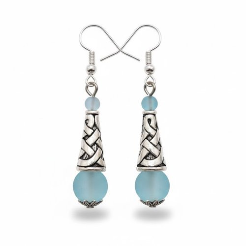 Boucles d'oreilles perles de verre eau givrée