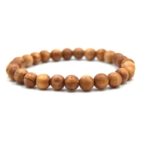 Bracelet en perles de bois d'olivier 8mm - perles artisanales françaises -