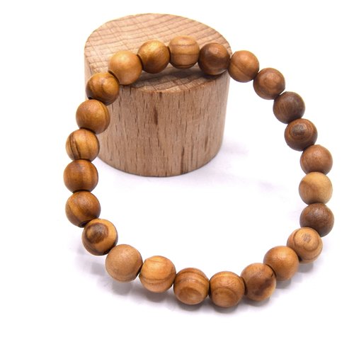 Bracelet en perles de bois d'olivier 8mm - perles artisanales françaises -