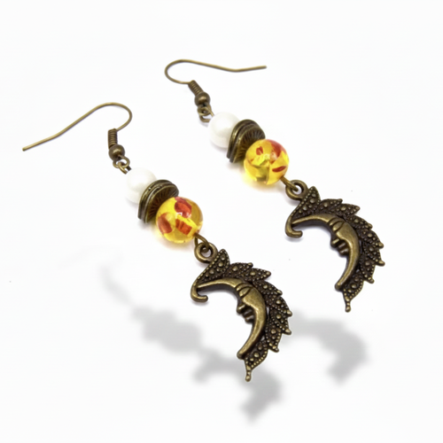 Boucles d'oreilles croissant de lune bronze, cadeau noel