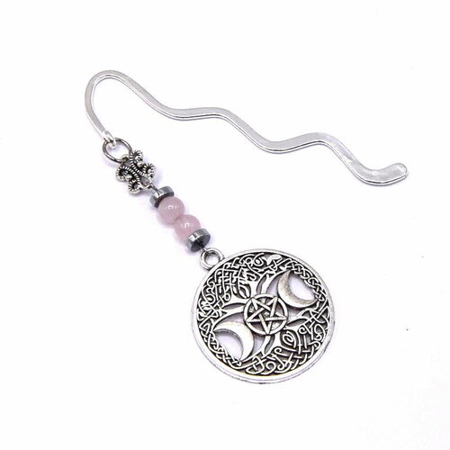 Marque-pages triple lune, symbole déesses wicca, paganisme, porte bonheur