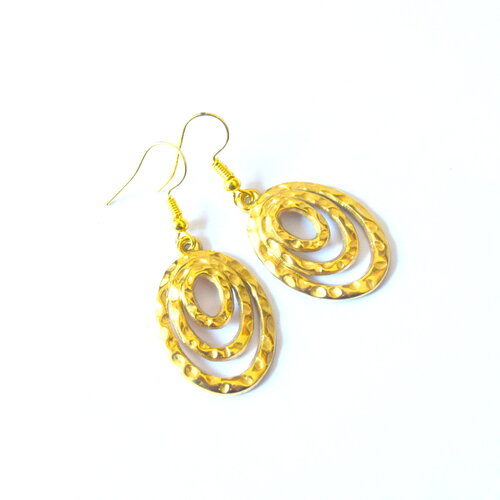 Boucles d'oreilles géométrique ovale en acier inoxydable couleur or, bijoux femme, cadeau femme