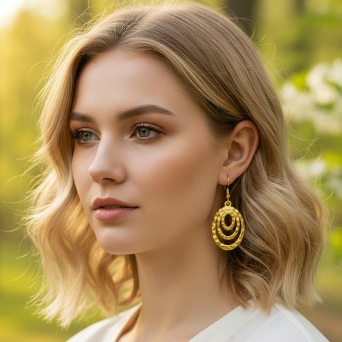 Boucles d'oreilles géométrique ovale en acier inoxydable couleur or, bijoux femme, cadeau femme