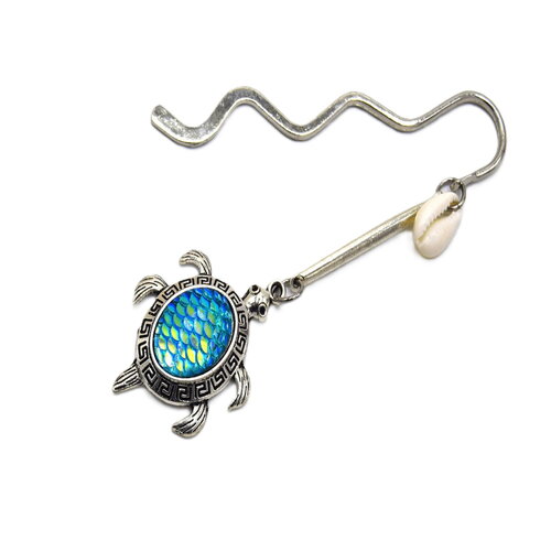 X1 marque-pages tortue écailles bleu