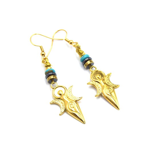 Boucles d'oreilles déesse mère en acier inoxydable 304 plaqué 18k or