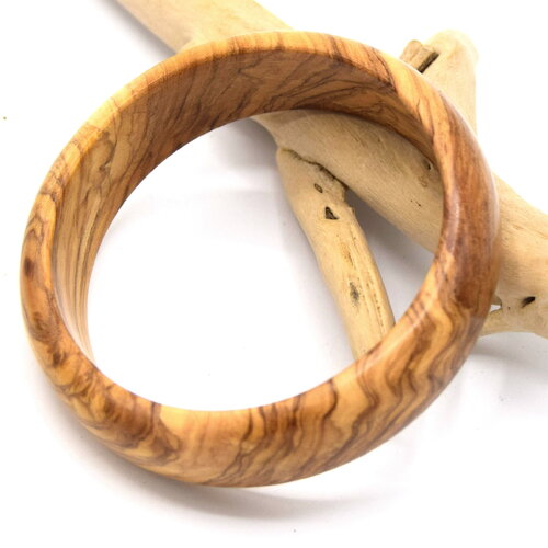 Bracelet rond en bois d'olivier corse,bois biologique tourné à la main produit artisanal
