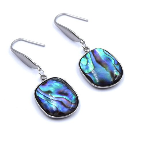 Boucles d'oreilles coquillage d'ormeau en acier inoxydable 316 - cadeau artisanal