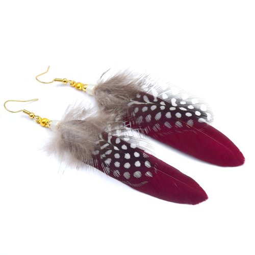 Boucles d'oreilles plumes et miyuki