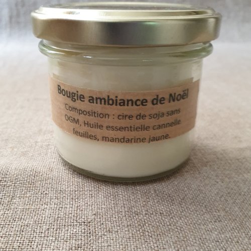 Bougie naturelle "ambiance de noël" en cire de soja sans ogm, artisanale