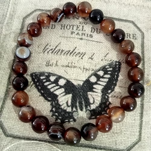 Bracelet agathe rayé marron
