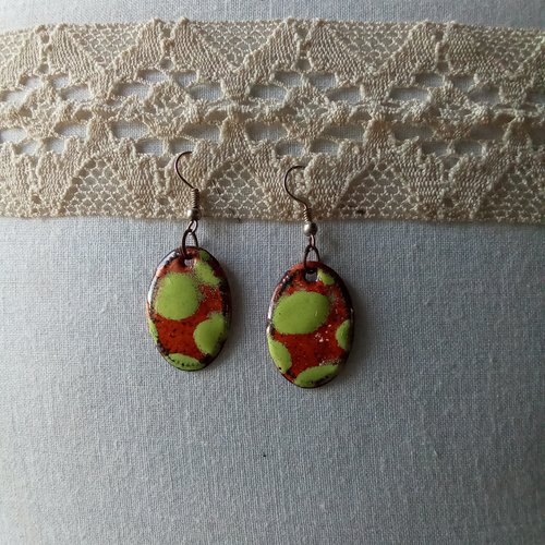 Boucles d'oreilles ovales jaune et orange