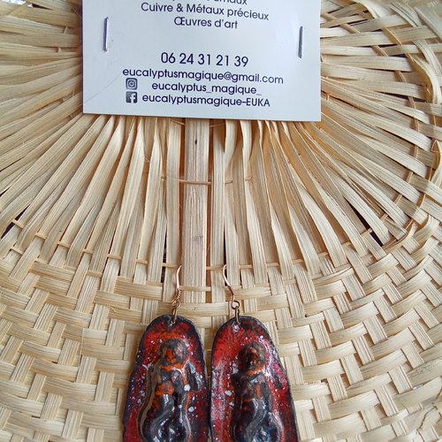 Paire de boucles d'oreilles sirènes émaillées