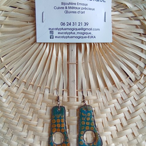 Boucles d'oreilles en émaux sur cuivre