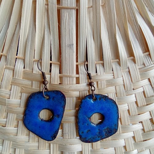 Boucles d'oreilles en émaux sur cuivre