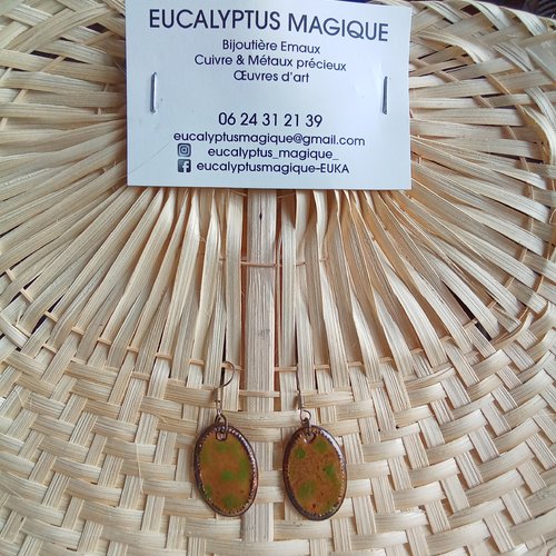 Paire de boucles d'oreilles en émaux sur cuivre
