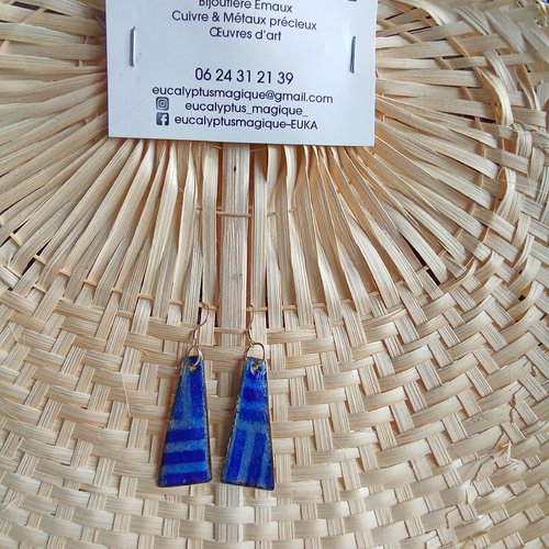 Boucles d'oreilles en émaux sur cuivre