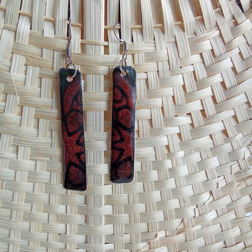 Boucles d'oreilles en émaux sur cuivre fines