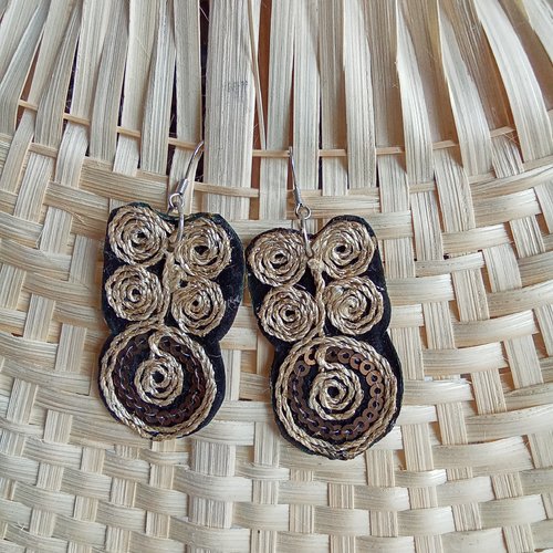Paire de boucles d'oreilles en broderie du rajasthan.