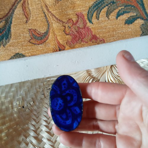 Bague réglable en émaux sur cuivre