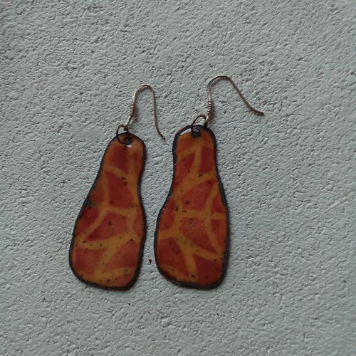 Boucles d'oreilles en émaux sur cuivre