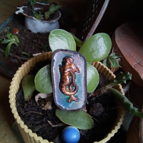 Broche sirène turquoise et bleu