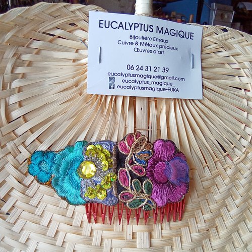 Barrette peigne en broderie du rajasthan