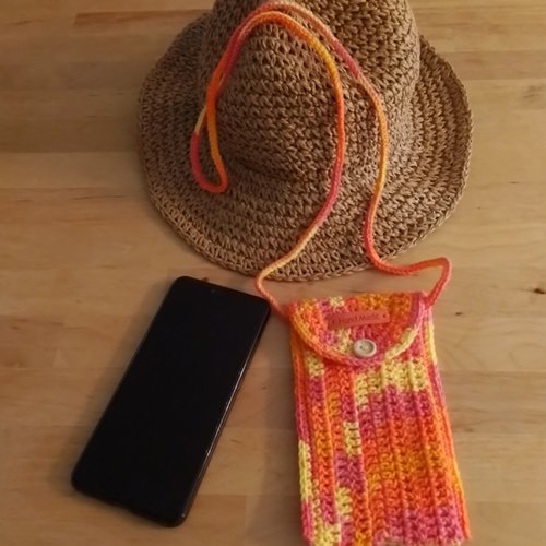 Pochette smartphone téléphone multicolore fluo bandoulière 17x9