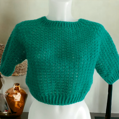 Pull top down vert  manches courtes 34/36