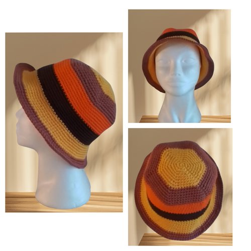 Bob chapeau été coton jaune camel orange marron s/m