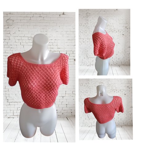 Pull top down court corail 34/36 printemps été
