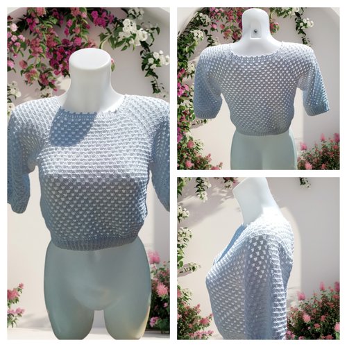 Pull top down court blanc 34/36 printemps été
